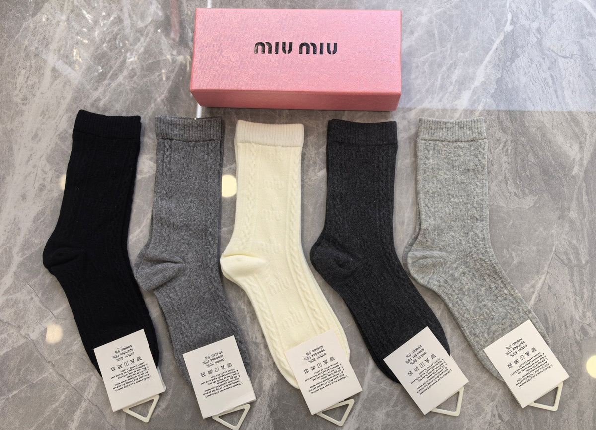 Miu Miu Cotton Crew Socks - 5-Pair Pack