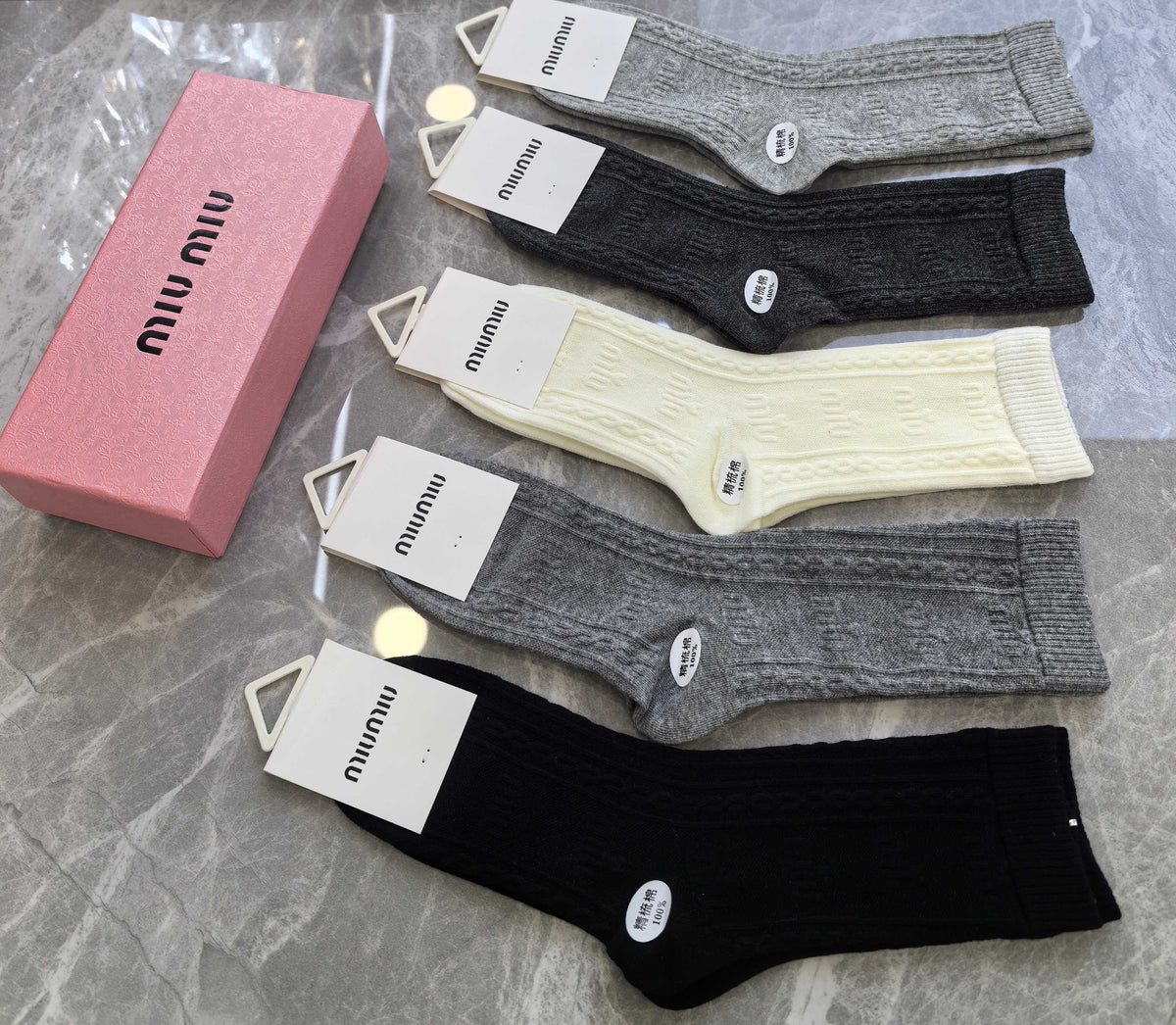 Miu Miu Cotton Crew Socks - 5-Pair Pack