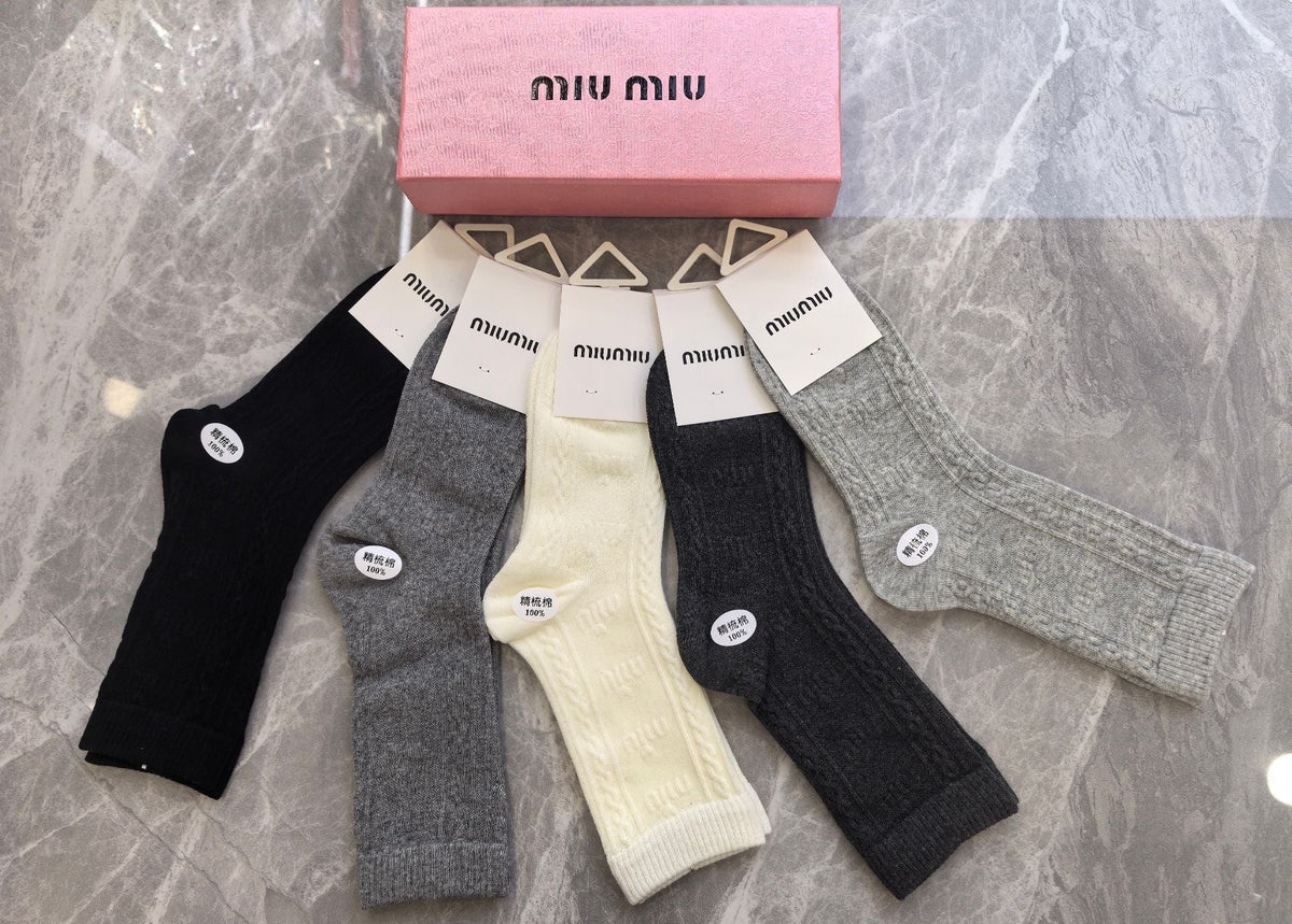Miu Miu Cotton Crew Socks - 5-Pair Pack