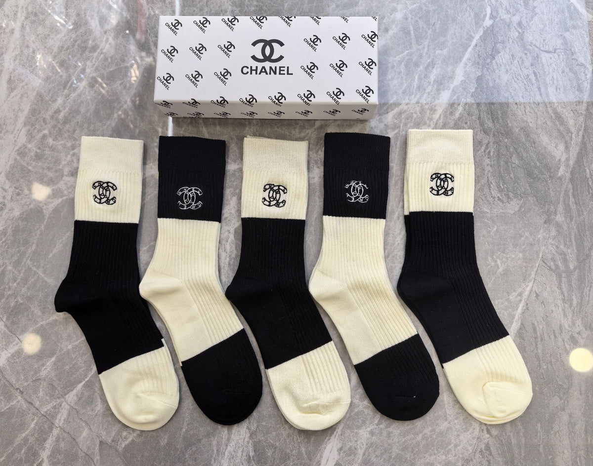 Chanel Cotton Crew Socks - 5-Pair Pack