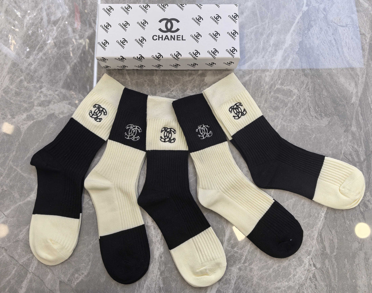 Chanel Cotton Crew Socks - 5-Pair Pack