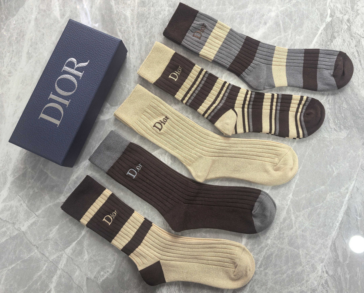 Dior Cotton Short Socks - 5-Pair Pack