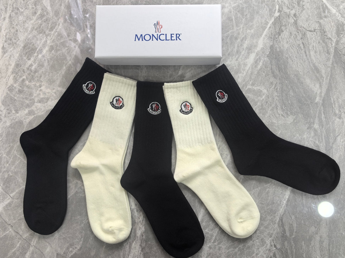 Moncler Small Round Emblems Crew Socks - 5-Pair Set