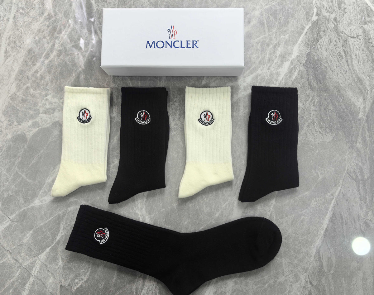 Moncler Small Round Emblems Crew Socks - 5-Pair Set