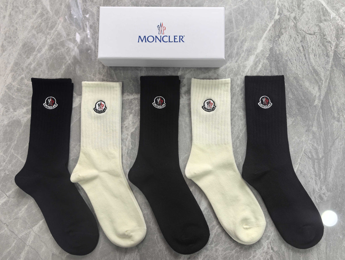 Moncler Small Round Emblems Crew Socks - 5-Pair Set