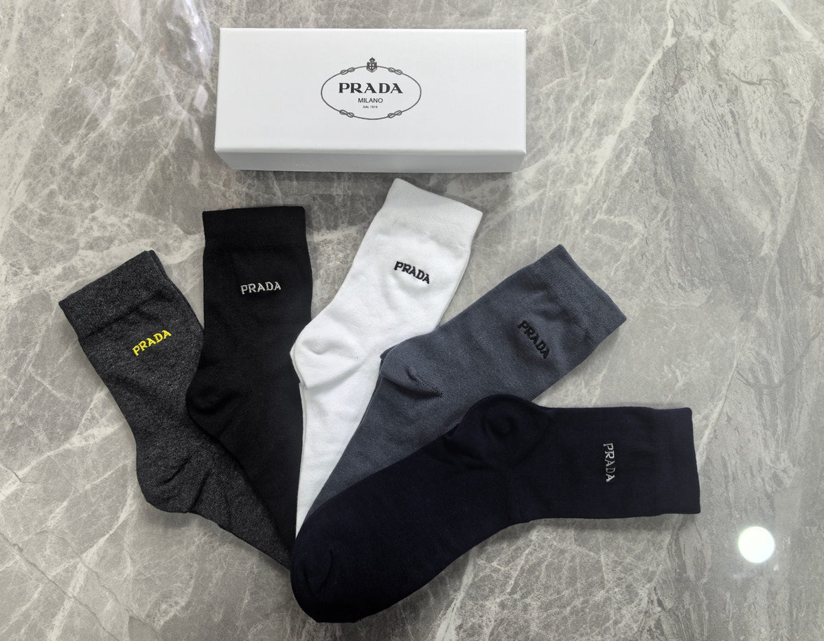 Prada Cotton Crew Socks - 5-Pair Pack