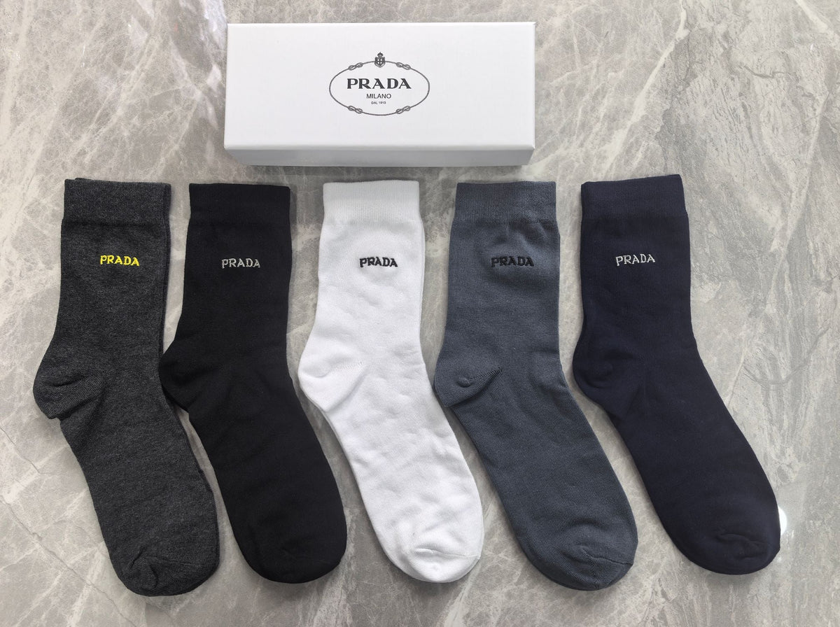Prada Cotton Crew Socks - 5-Pair Pack