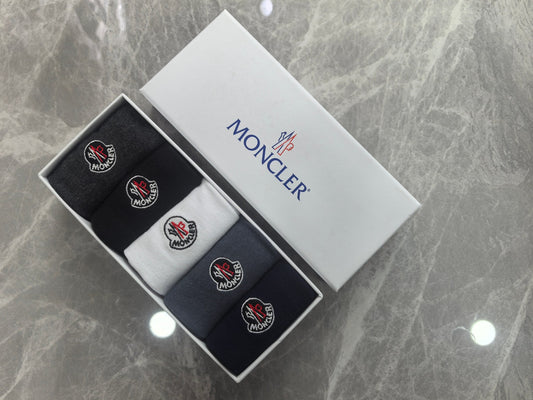 Moncler Small Round Emblems Crew Socks - 5-Pair Set