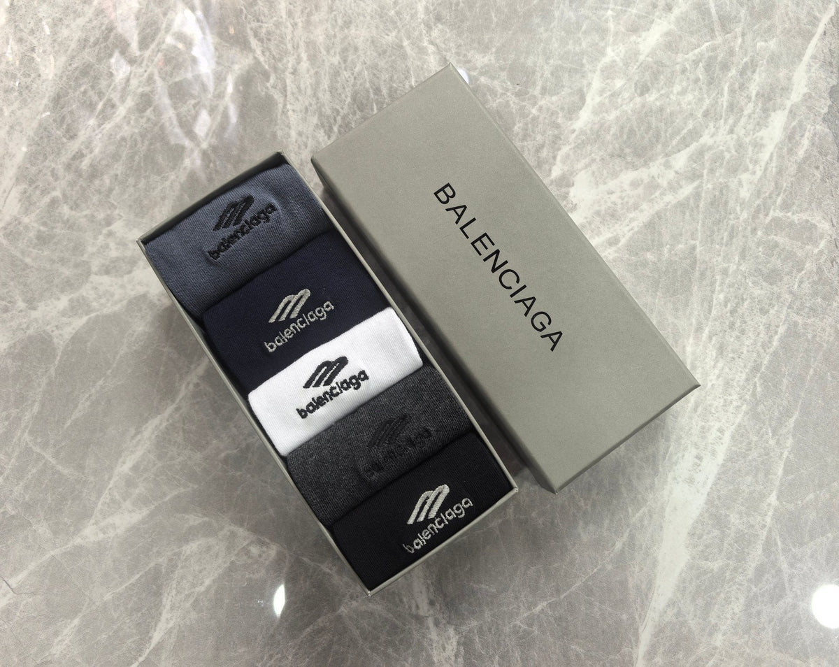 Balenciaga Cotton Crew Socks - 5-Pair Pack