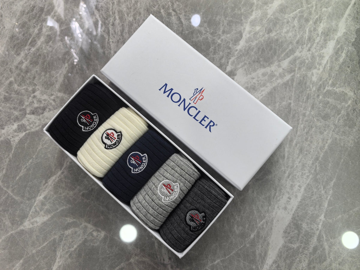 Moncler Small Round Emblems Crew Socks - 5-Pair Set