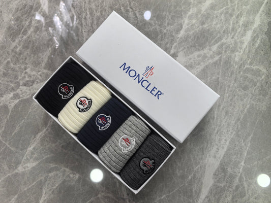 Moncler Small Round Emblems Crew Socks - 5-Pair Set