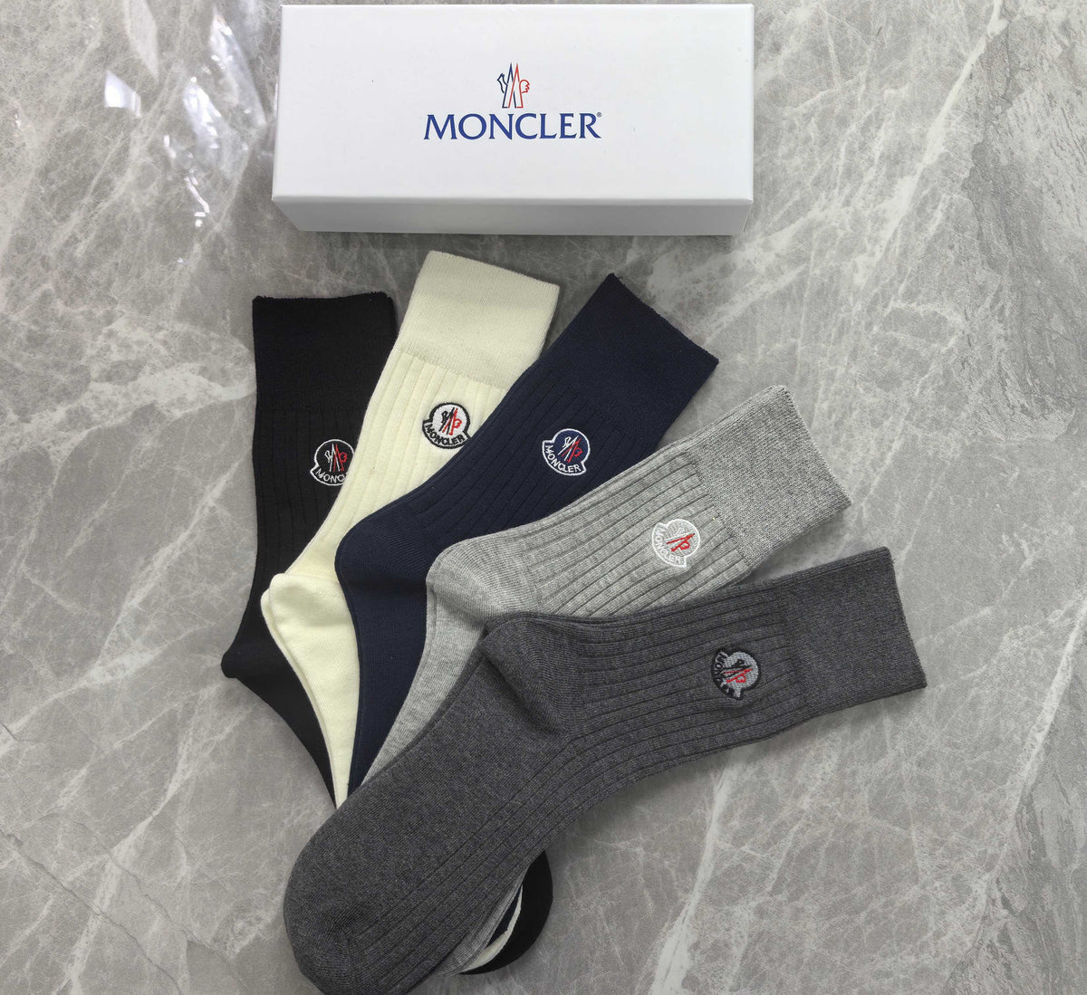 Moncler Small Round Emblems Crew Socks - 5-Pair Set