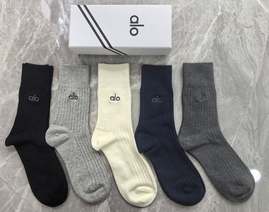 Alo Simple Wordmarks Crew Socks - 5-Pair Set