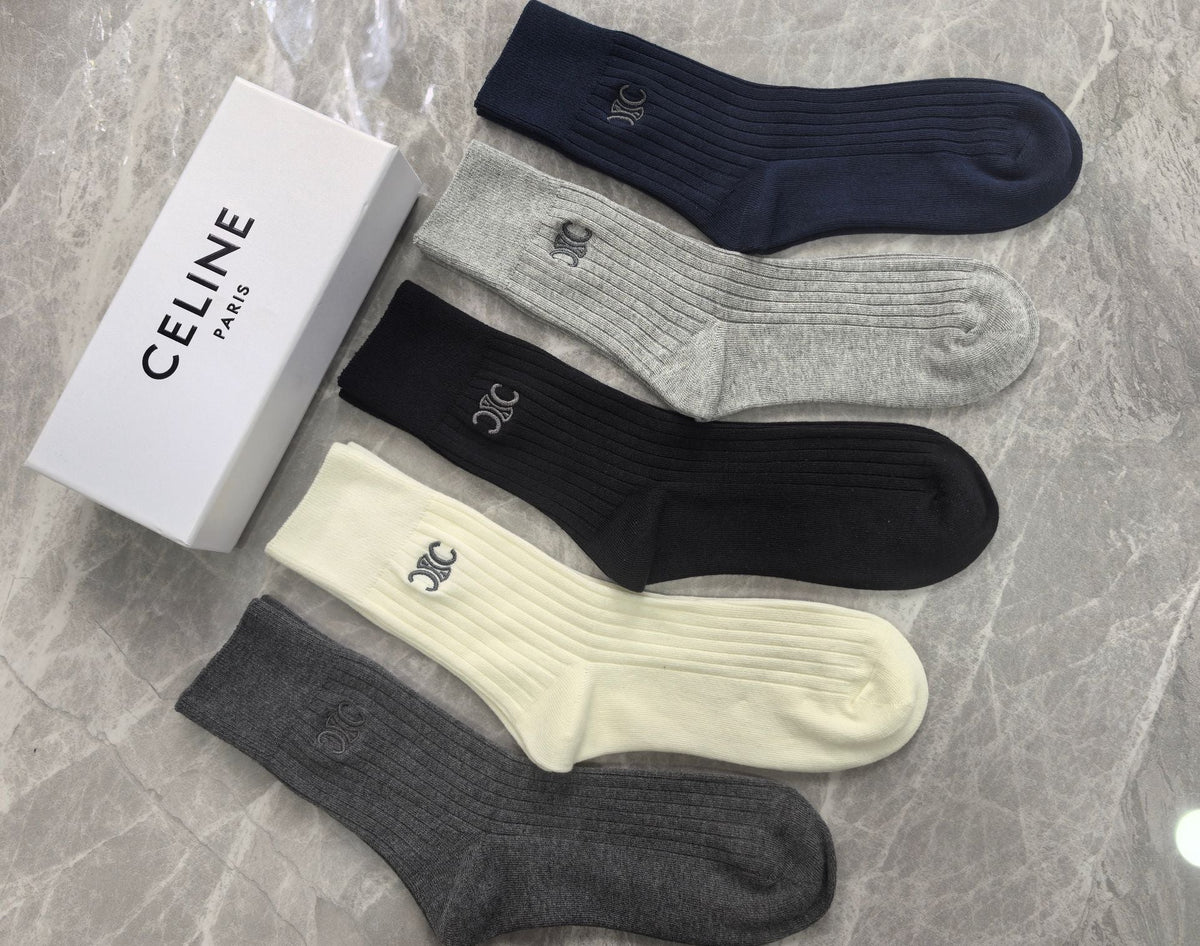 Celine Cotton Short Socks - 5-Pair Pack