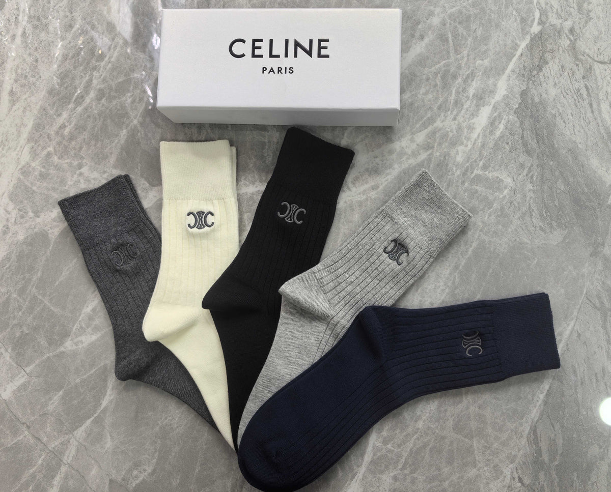 Celine Cotton Short Socks - 5-Pair Pack