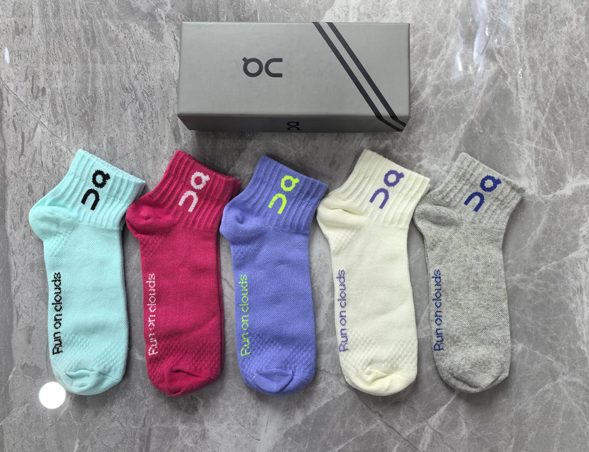 On Logo Details Ankle Socks - 5-Pair Set