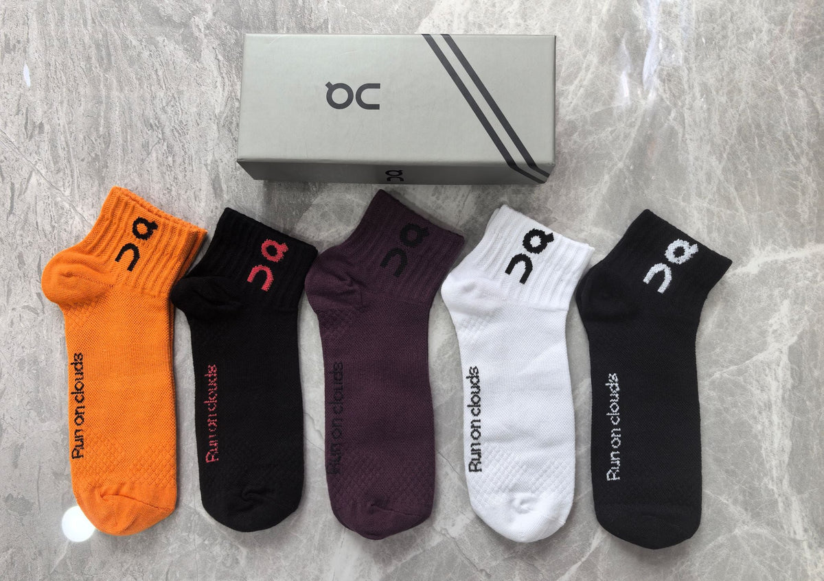 On Logo Details Ankle Socks - 5-Pair Set
