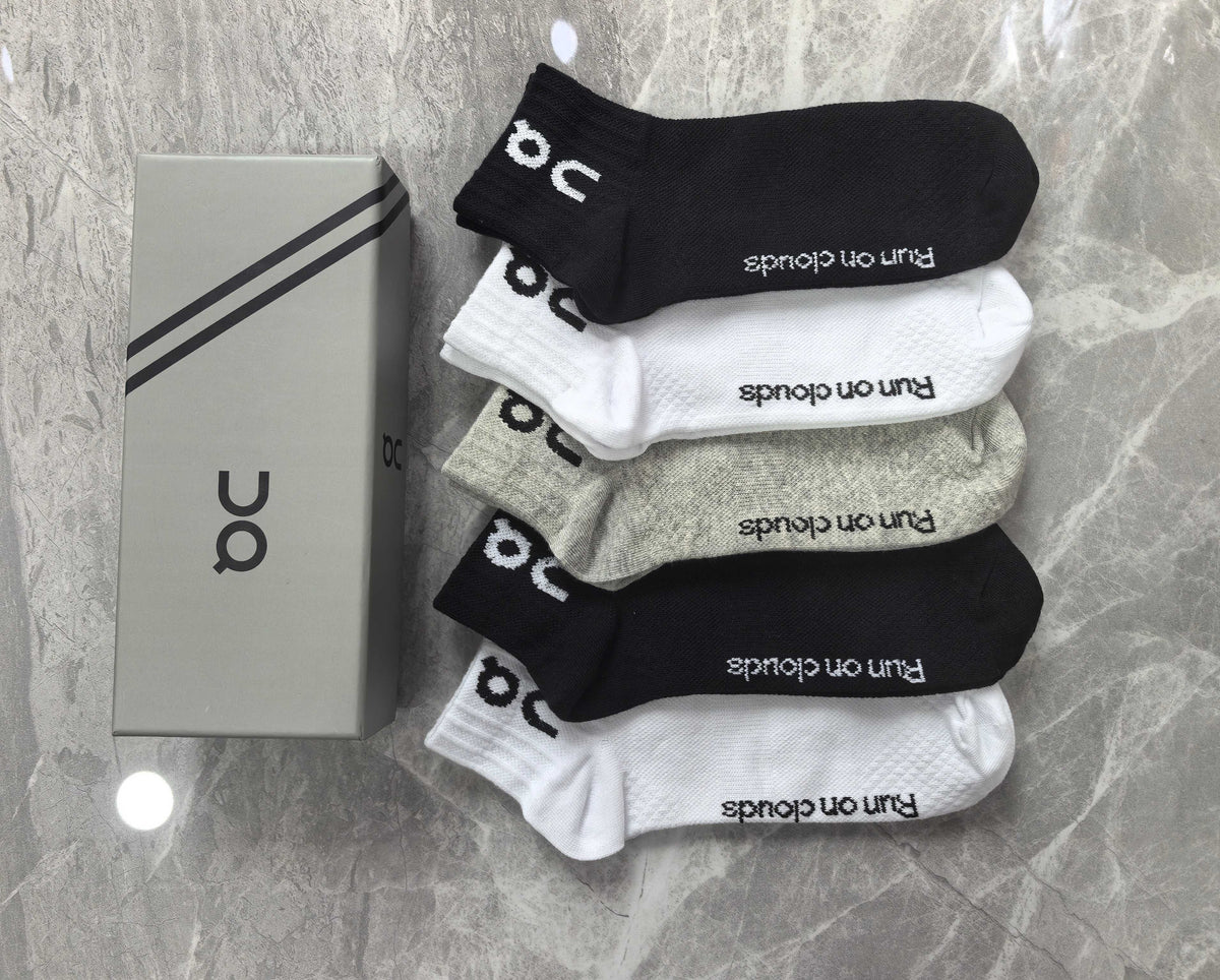 On Tonal Logo Details Ankle Socks - 5-Pair Set