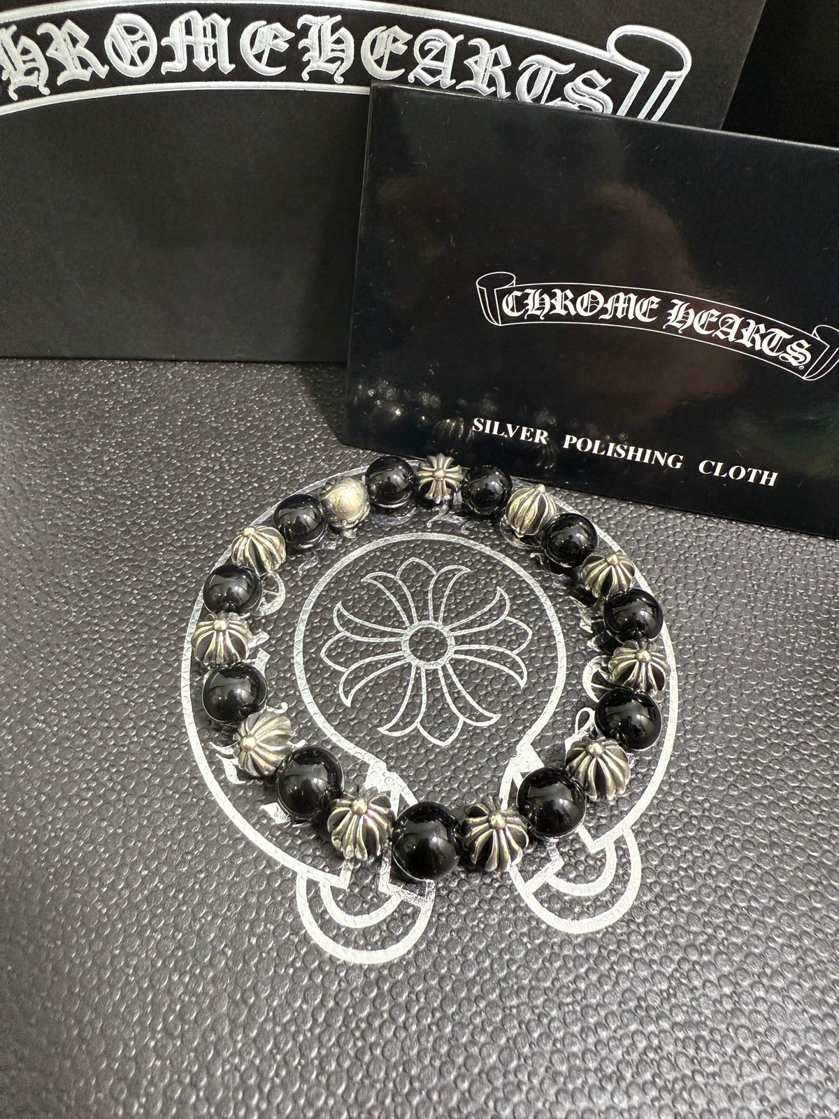Martin Graham beaded bracelet in polished metal-tone – front product view
