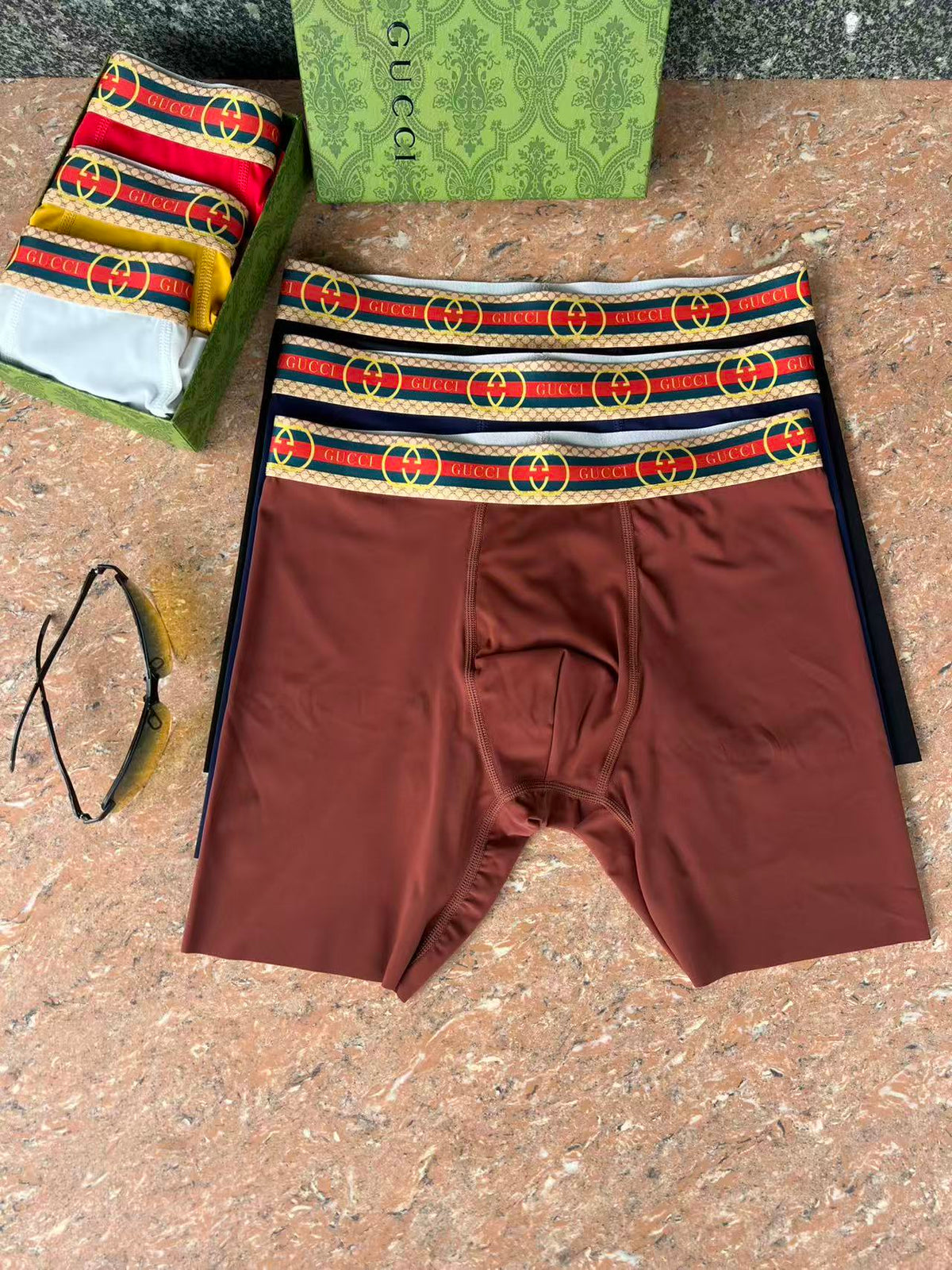Gucci Visible Branded Waistband Or Emblem Details Men's Boxer Briefs - 3-Piece Box