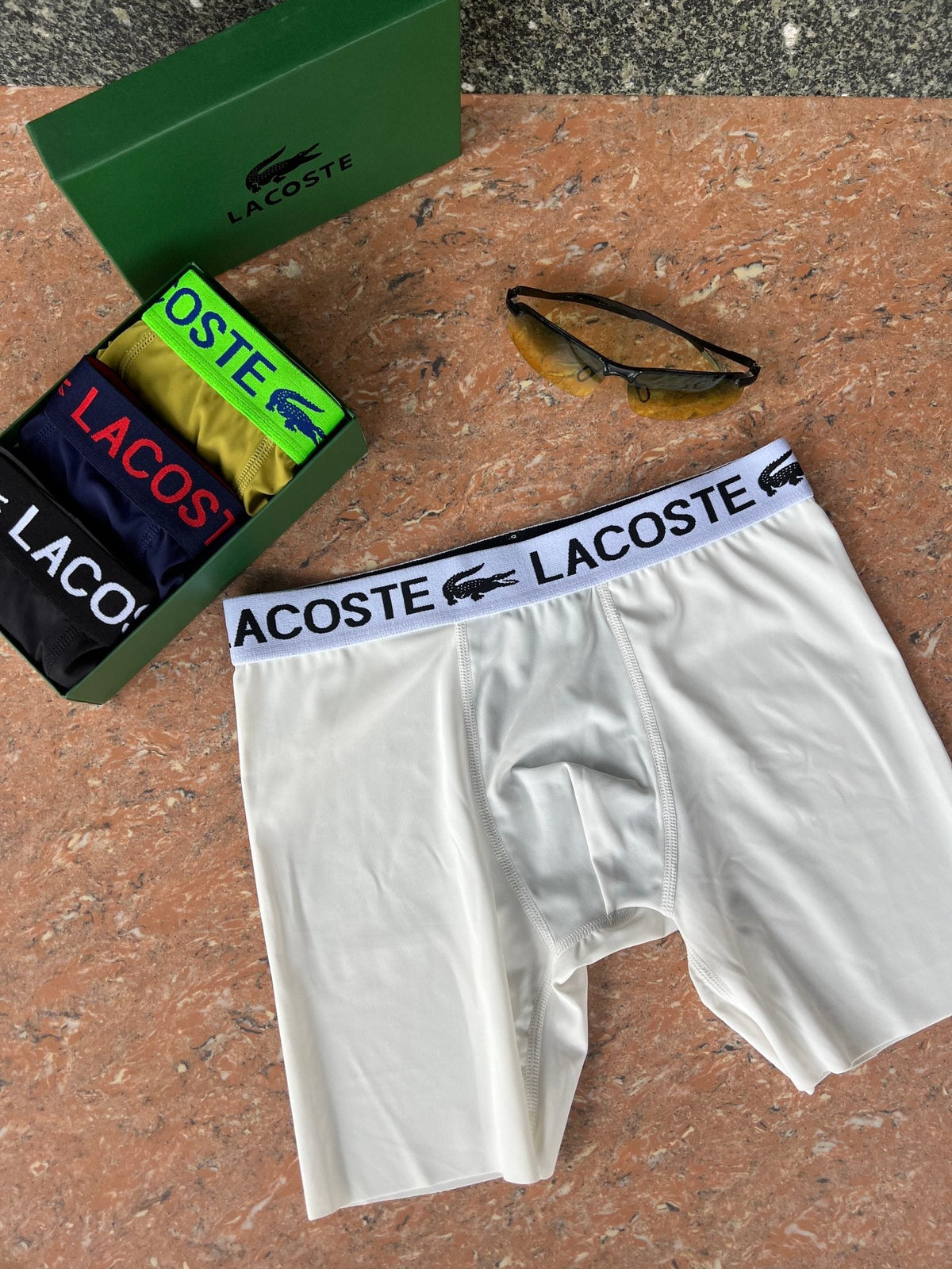 Lacoste Visible Branded Waistband Or Emblem Details Men's Boxer Briefs - 3-Piece Box