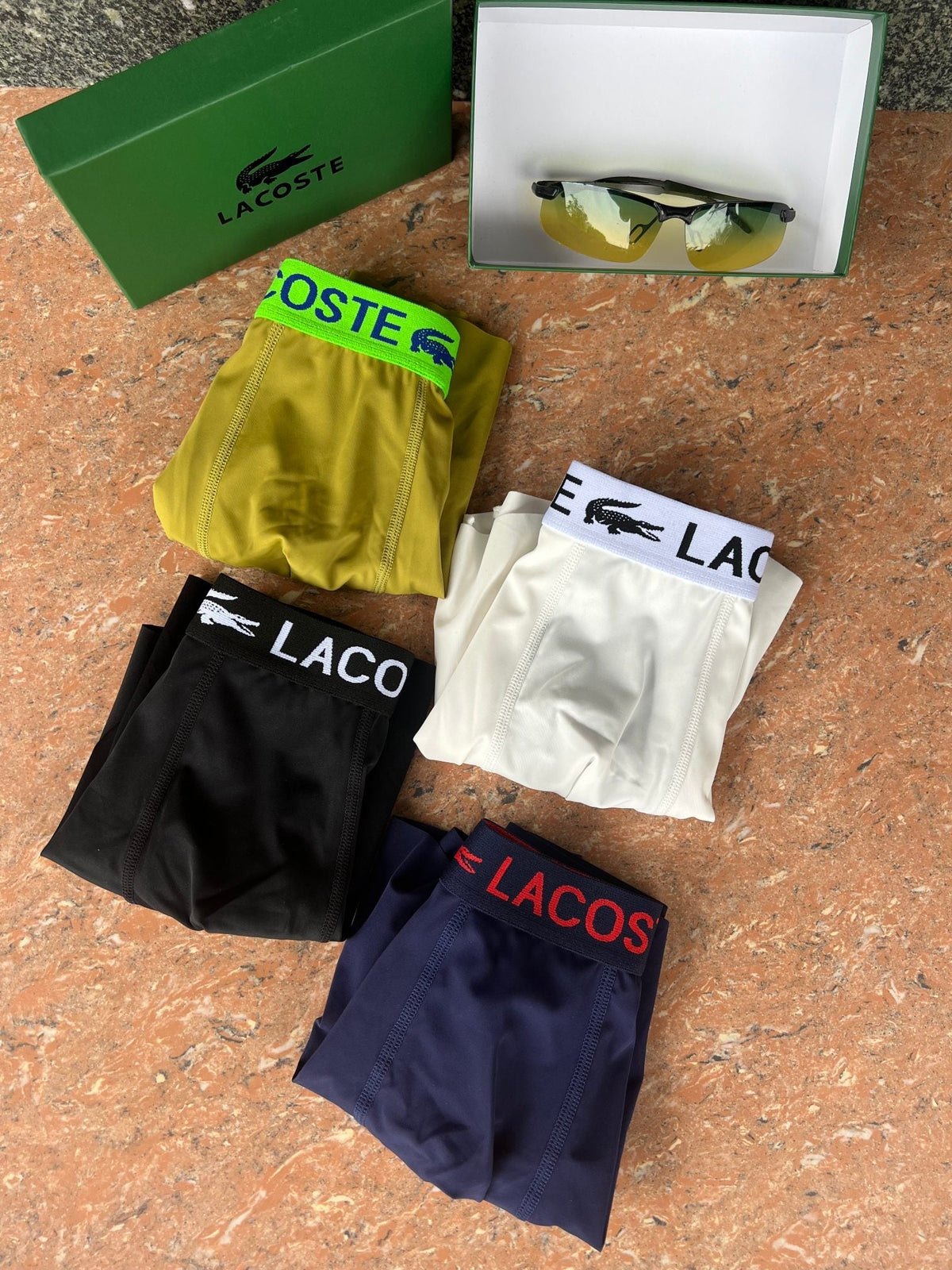 Lacoste Visible Branded Waistband Or Emblem Details Men's Boxer Briefs - 3-Piece Box