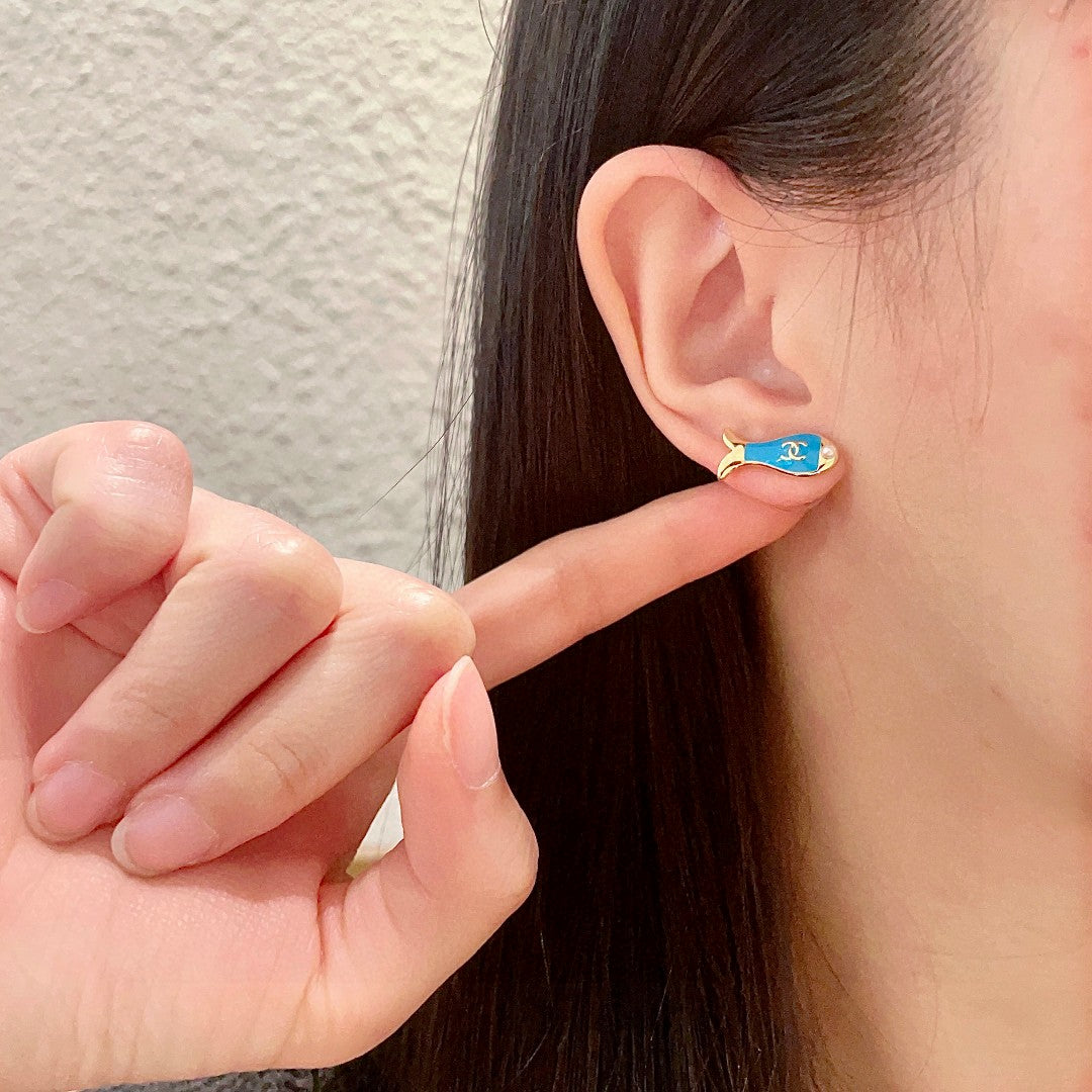 Martin Graham stud earrings in polished metal-tone – front product view