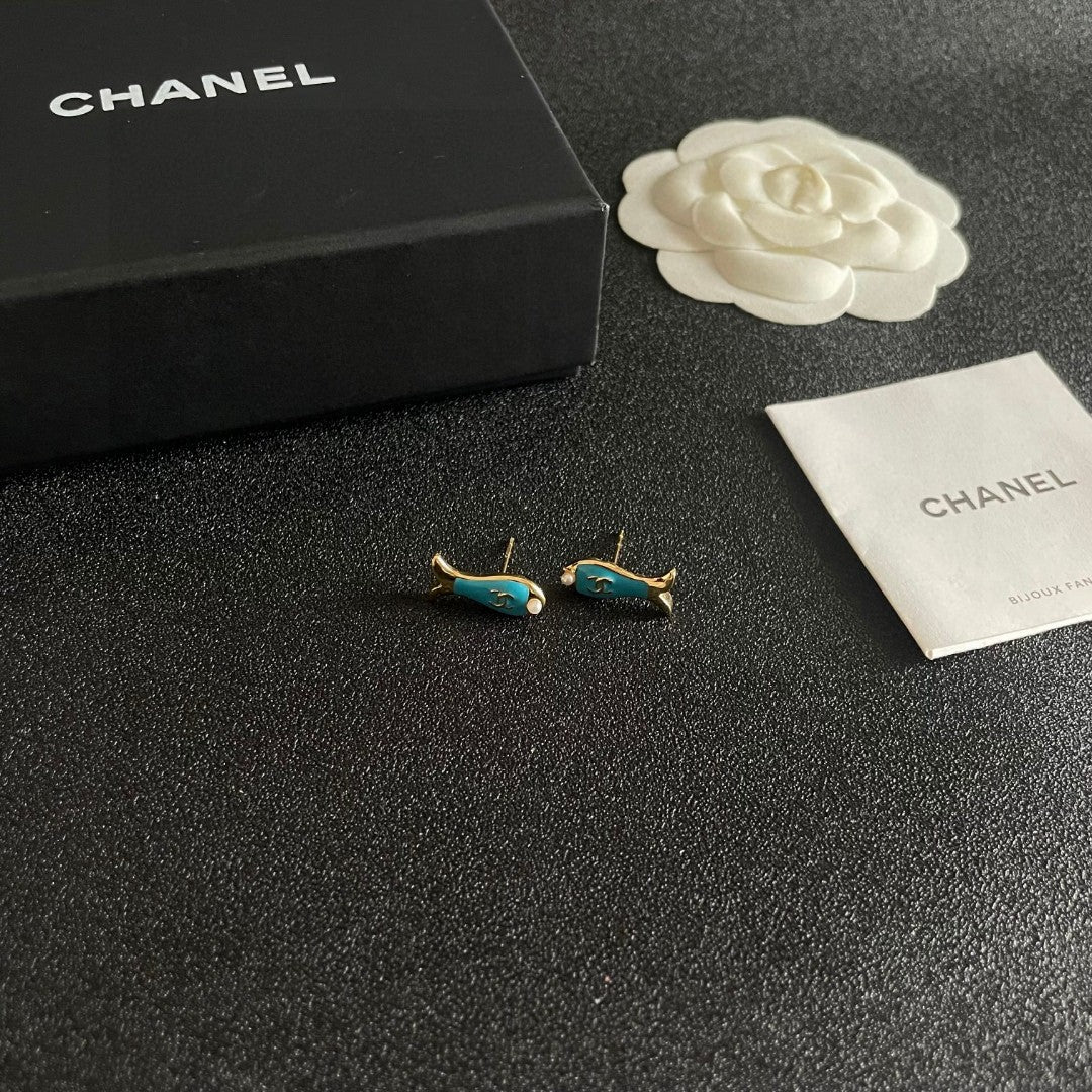 Martin Graham stud earrings in polished metal-tone – styled product view