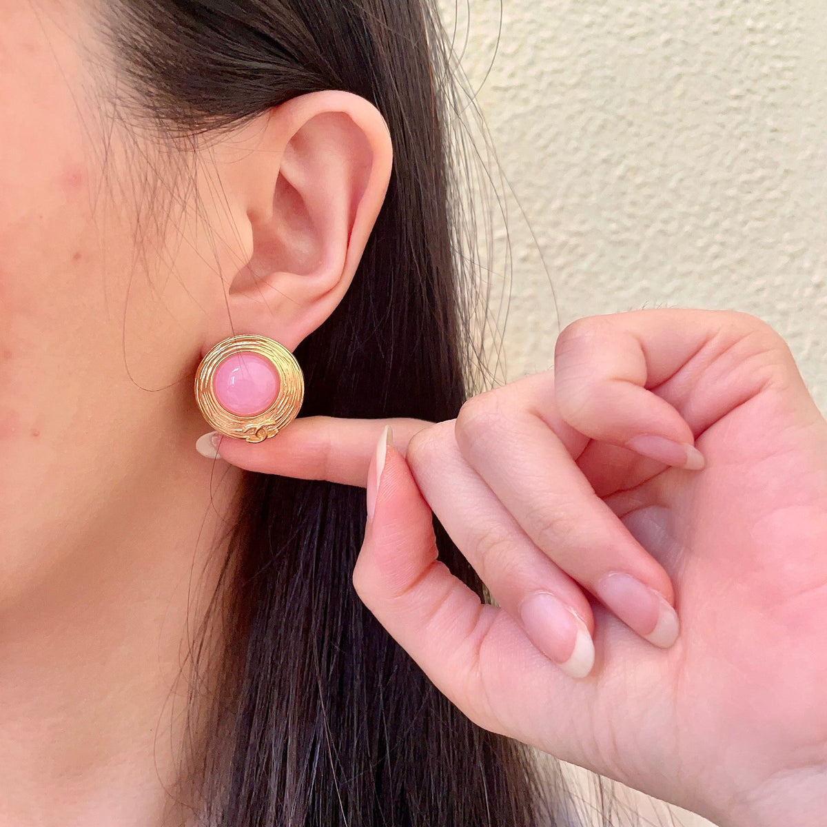 Martin Graham stud earrings in polished metal-tone – front product view