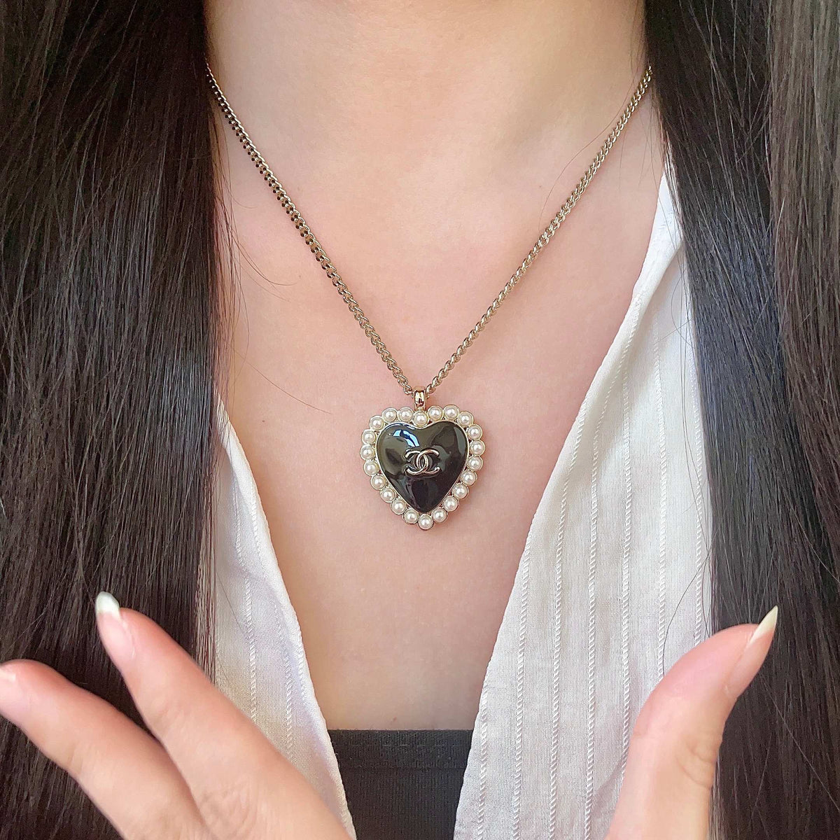 Martin Graham pendant necklace in polished metal-tone – front product view