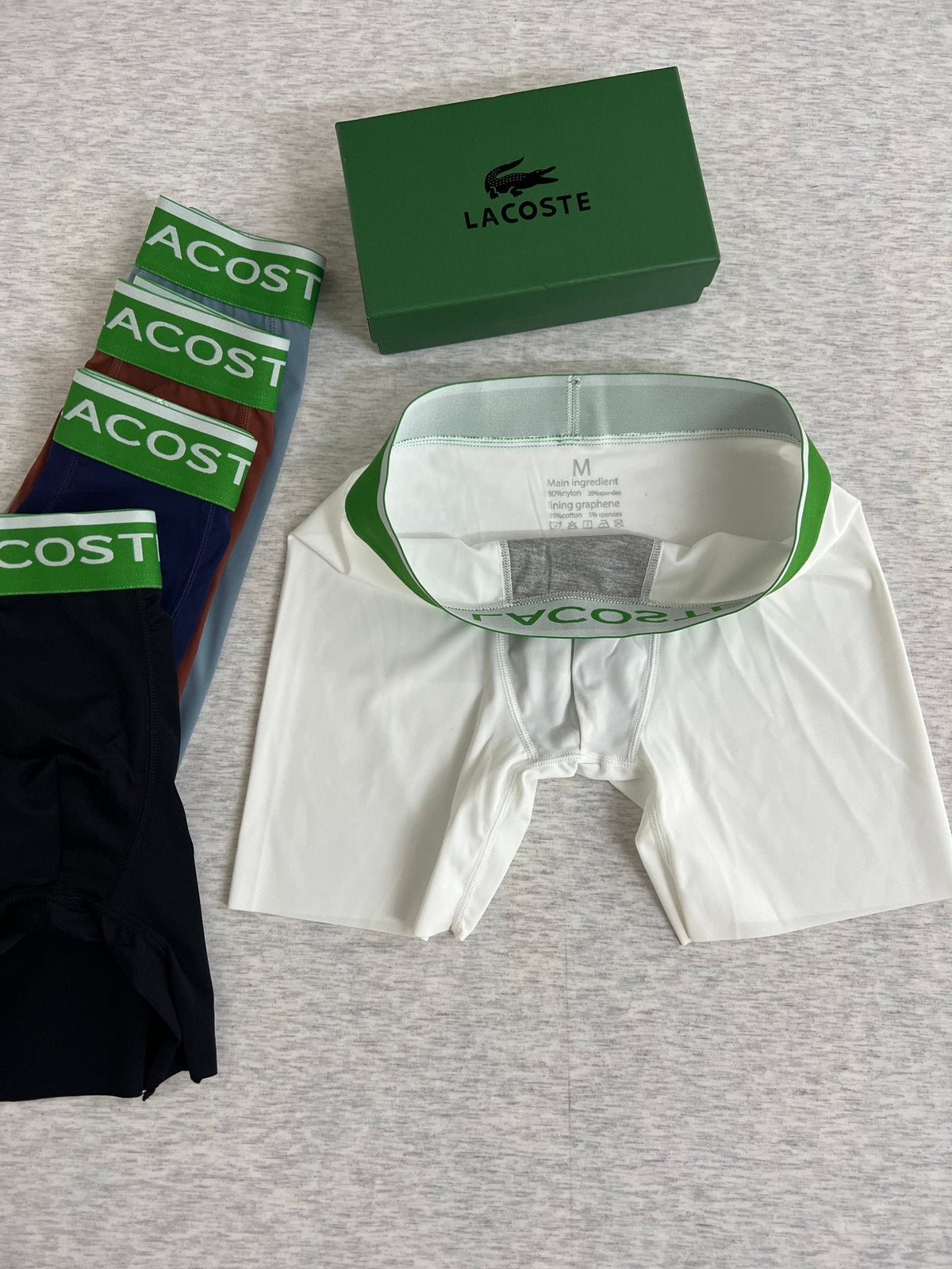 Lacoste Green Logo Waistbands Men's Boxer Briefs - 3-Piece Box