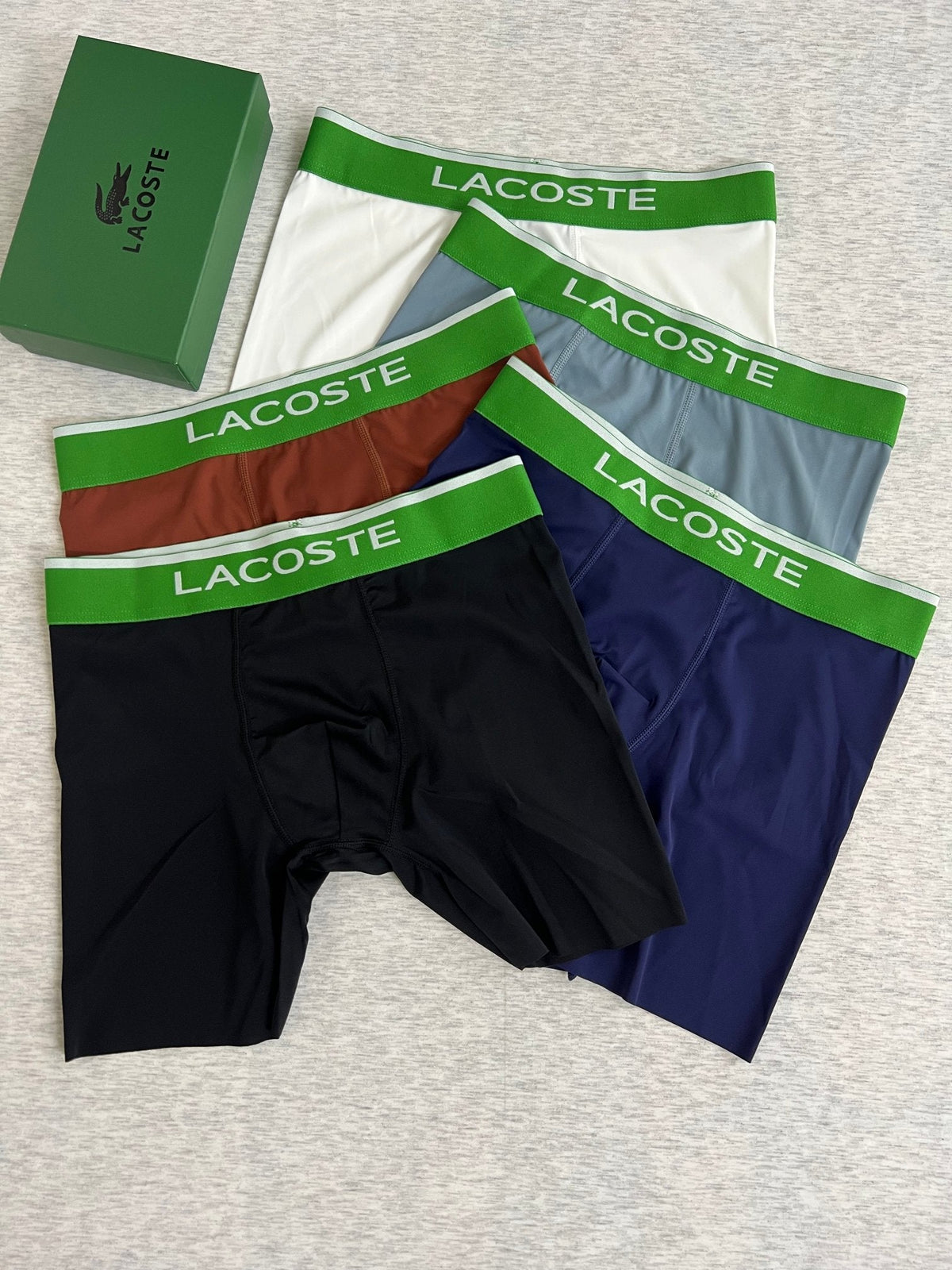 Lacoste Green Logo Waistbands Men's Boxer Briefs - 3-Piece Box