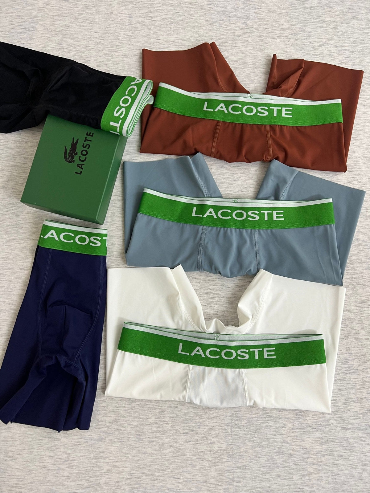 Lacoste Green Logo Waistbands Men's Boxer Briefs - 3-Piece Box