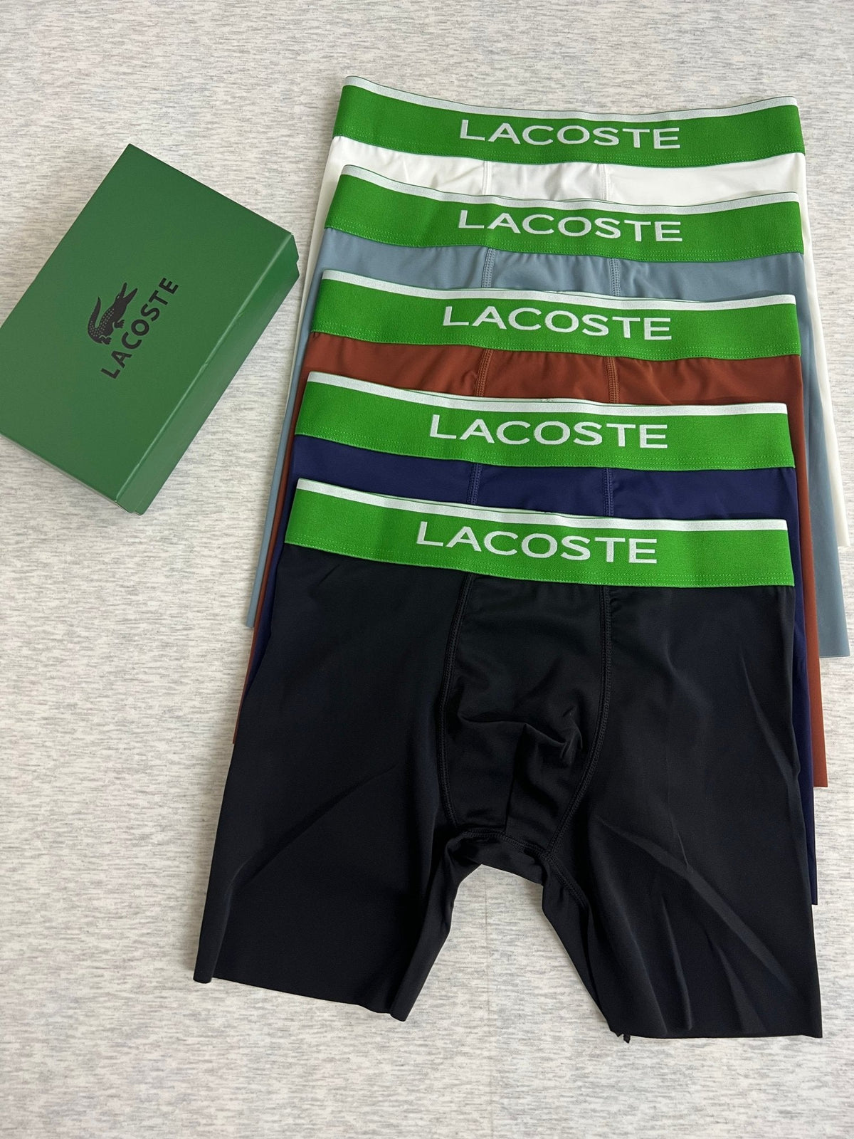 Lacoste Green Logo Waistbands Men's Boxer Briefs - 3-Piece Box