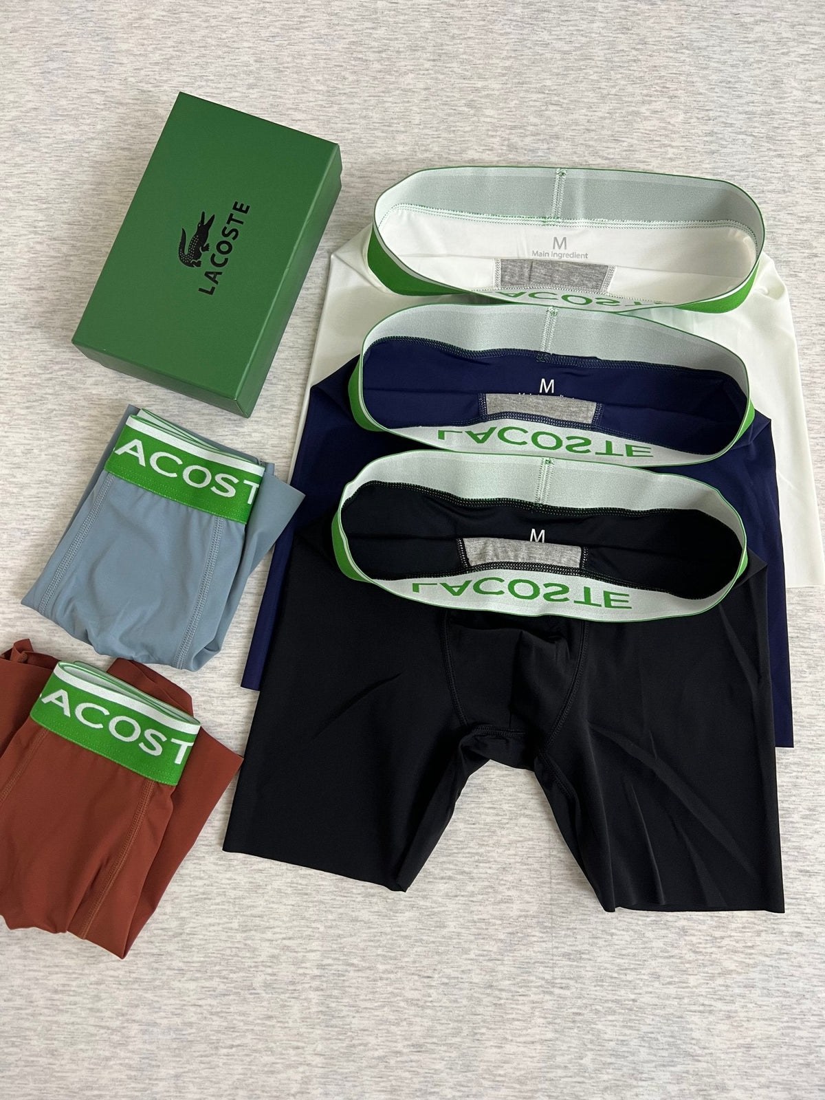 Lacoste Green Logo Waistbands Men's Boxer Briefs - 3-Piece Box