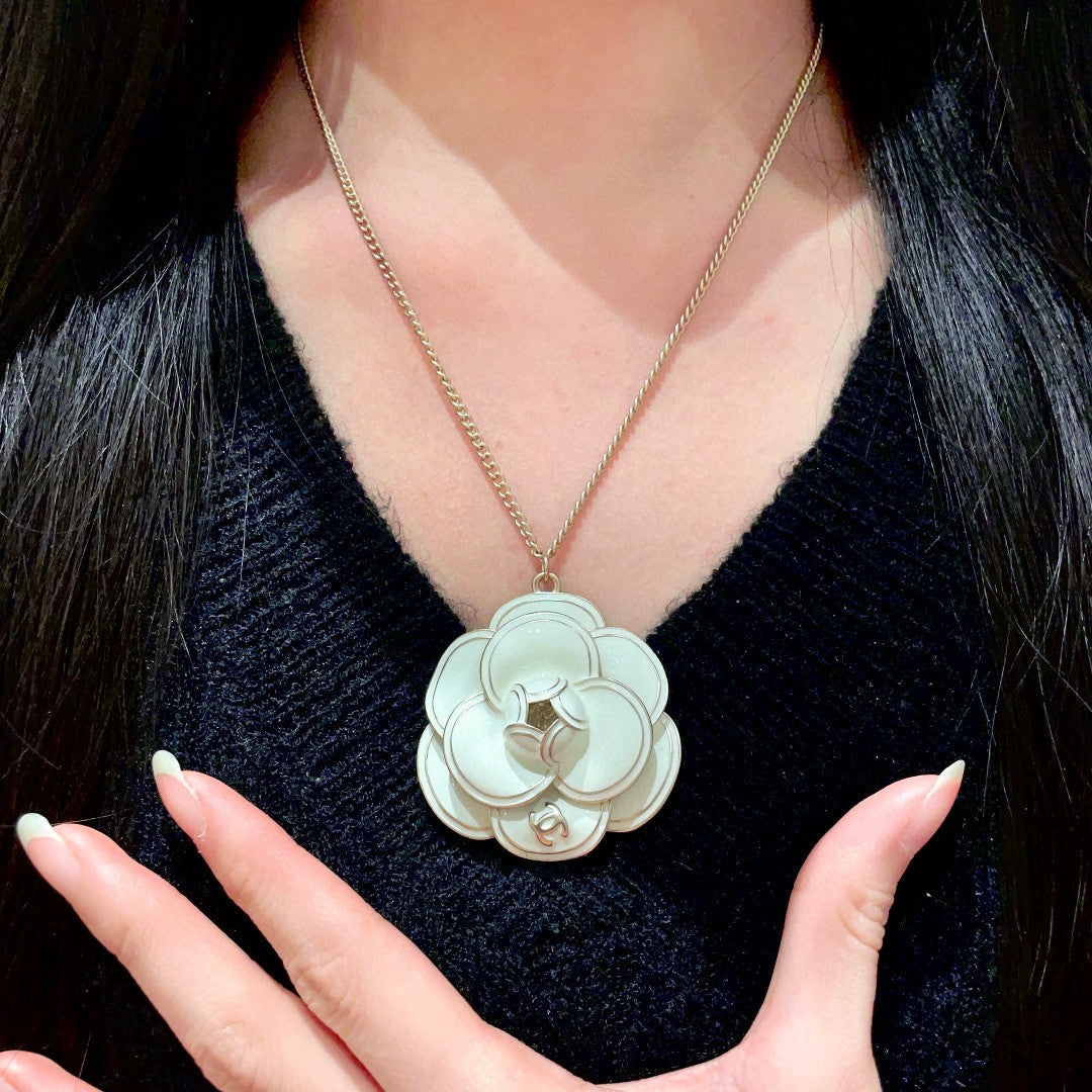 Martin Graham pendant necklace in polished metal-tone – front product view