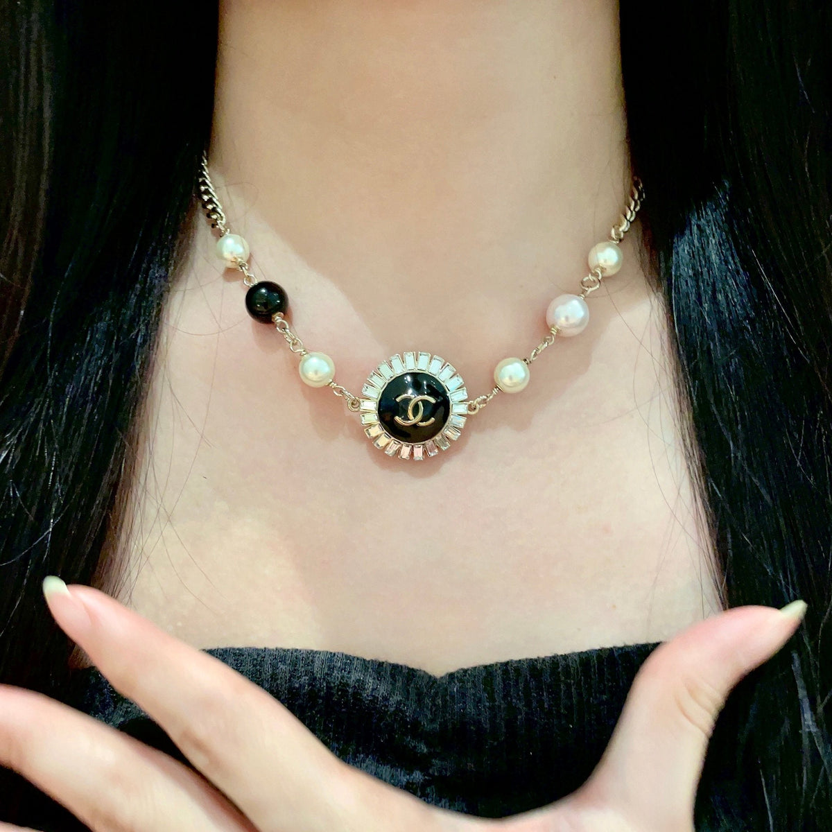 Martin Graham pendant necklace in polished metal-tone – front product view
