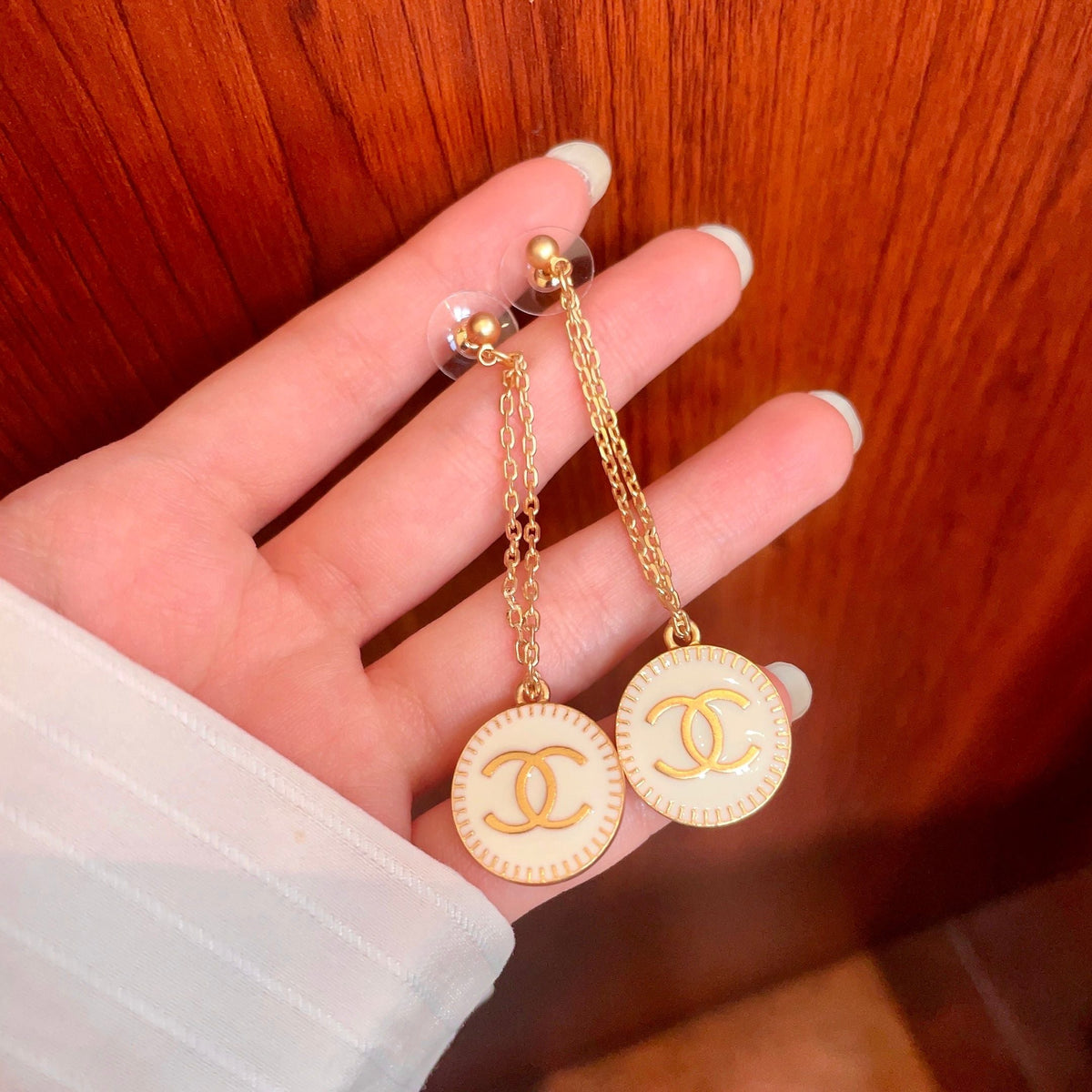 Martin Graham earrings in polished metal-tone – detail view