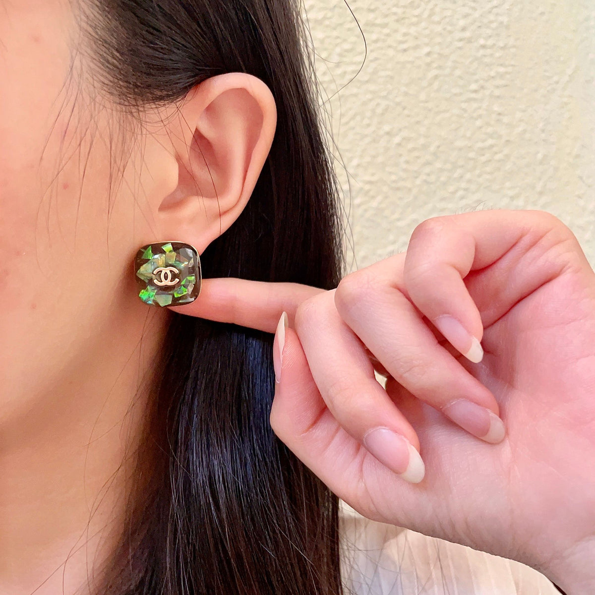 Martin Graham stud earrings in polished metal-tone – front product view