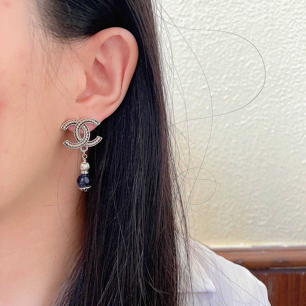 Martin Graham earrings in polished metal-tone – detail view