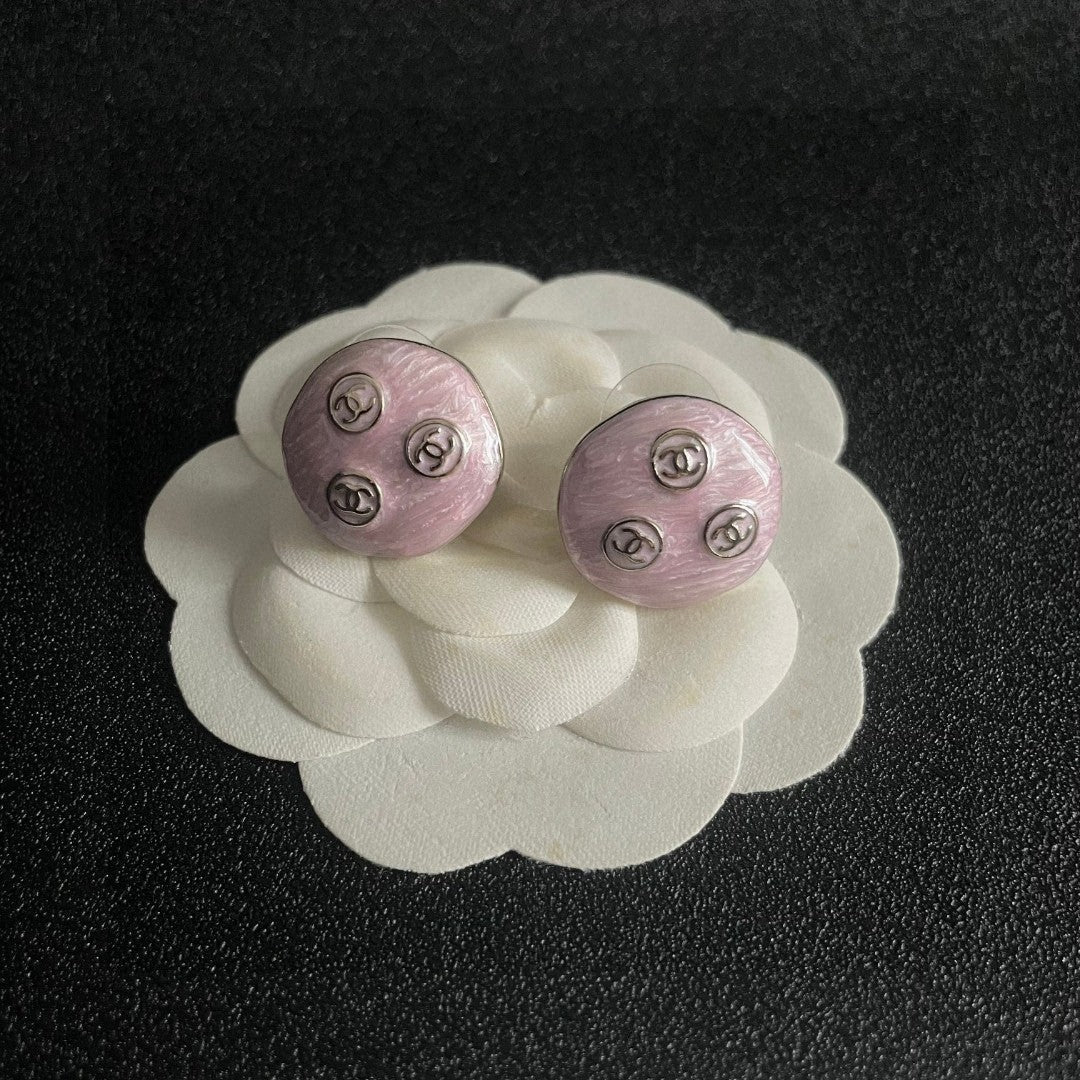 Martin Graham stud earrings in polished metal-tone – front product view