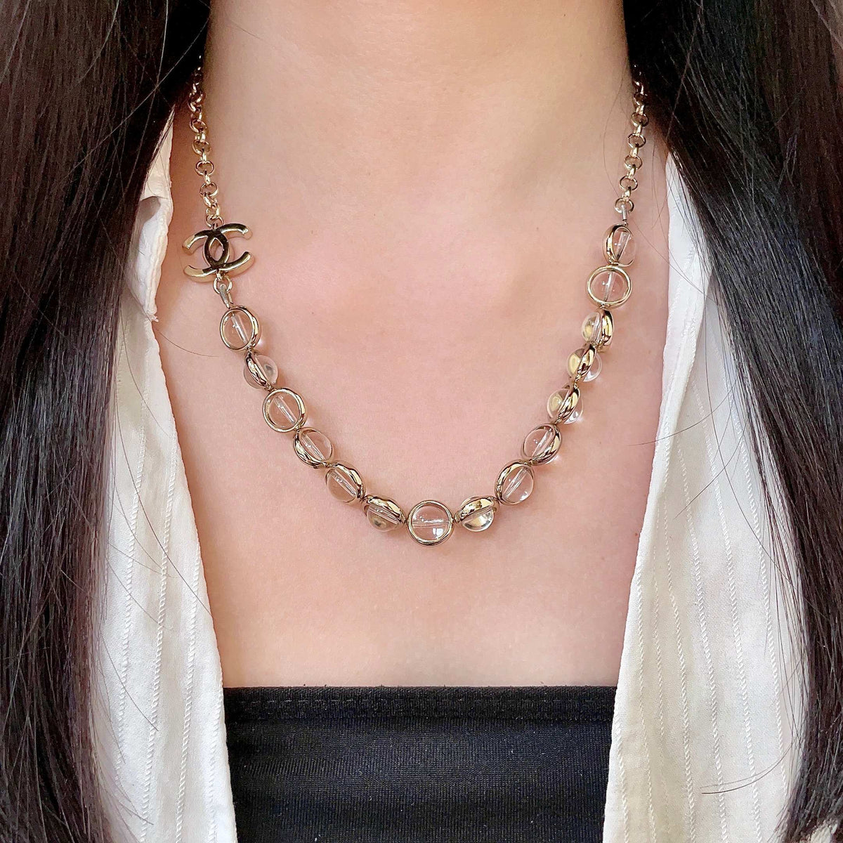 Martin Graham pendant necklace in polished metal-tone – detail view