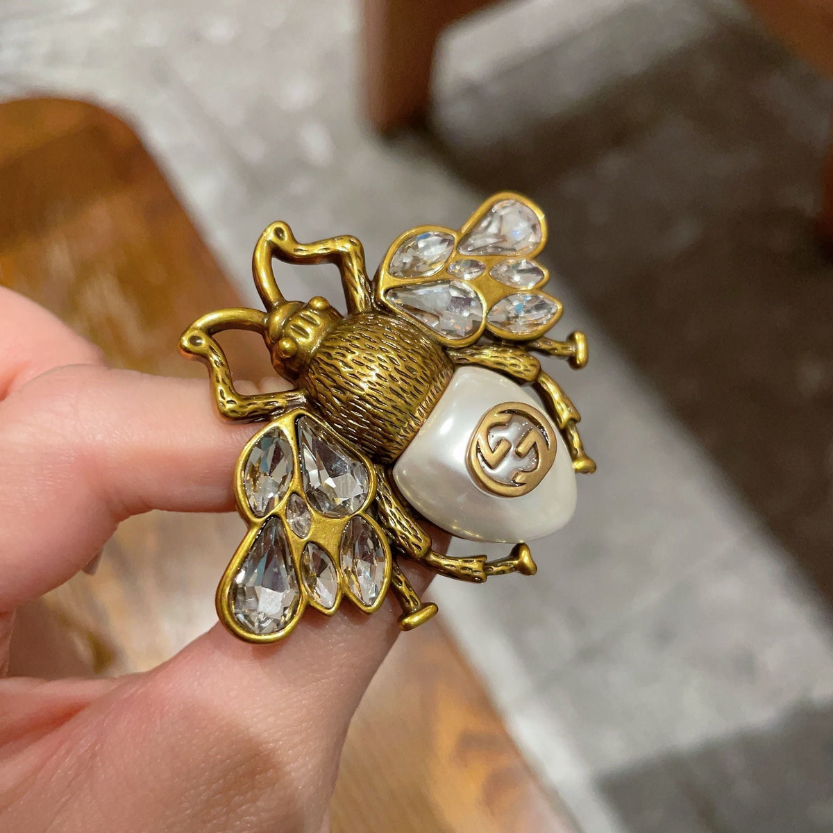 Martin Graham brooch in polished metal-tone – detail view