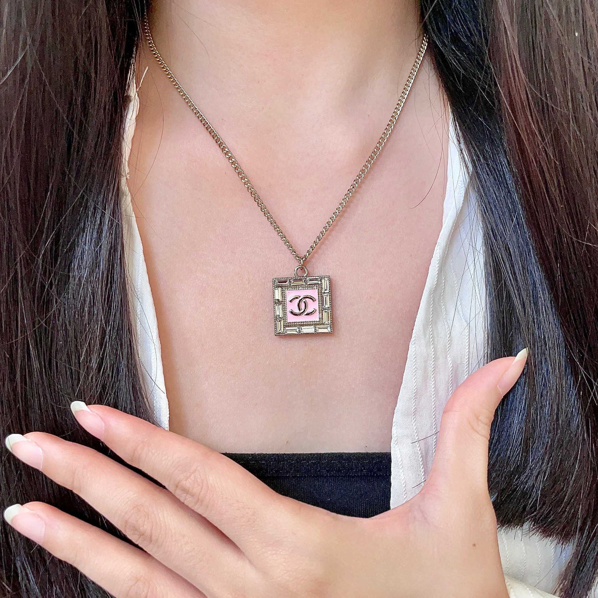 Martin Graham pendant necklace in polished metal-tone – front product view