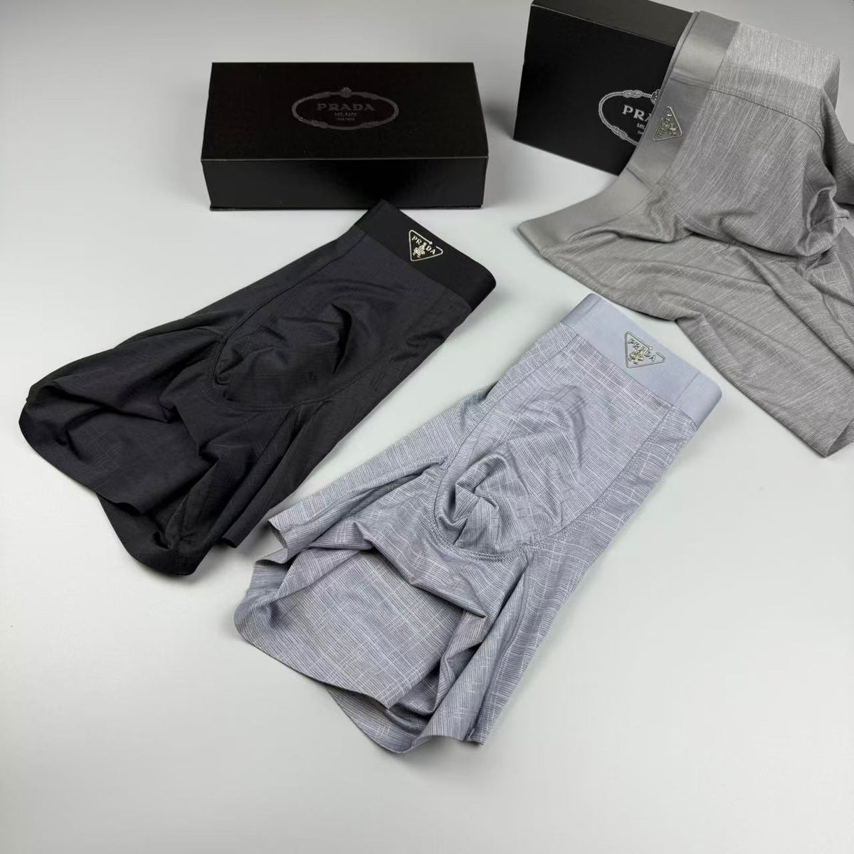 Prada Small Triangle Details Men's Boxer Briefs - 3-Piece Box