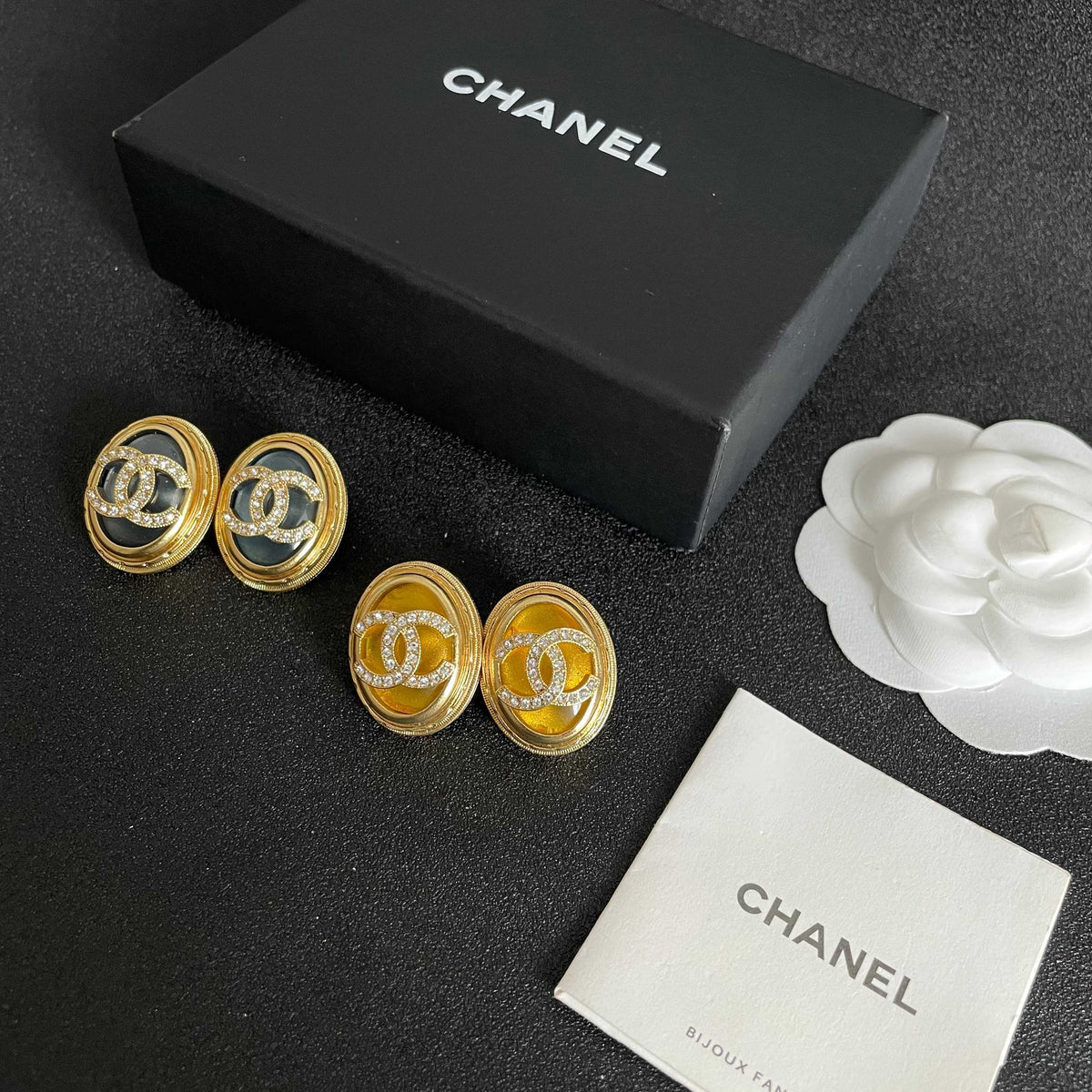 Martin Graham stud earrings in polished metal-tone – side detail