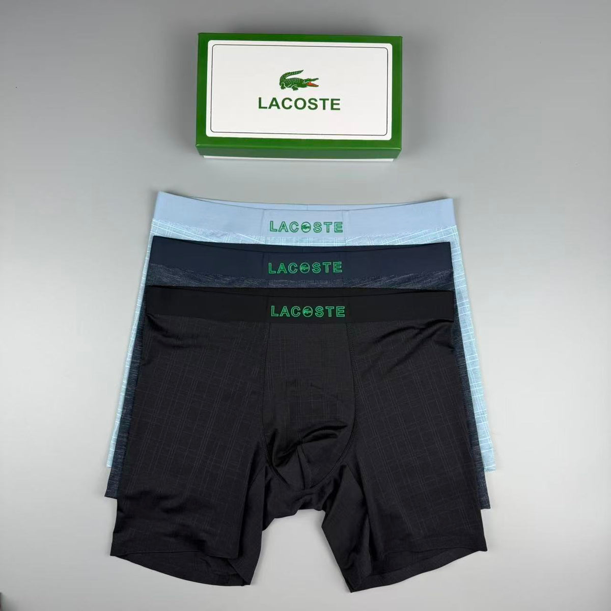 Unbranded Visible All-Over Pattern And Logo Details Men's Boxer Briefs - 3-Piece Box