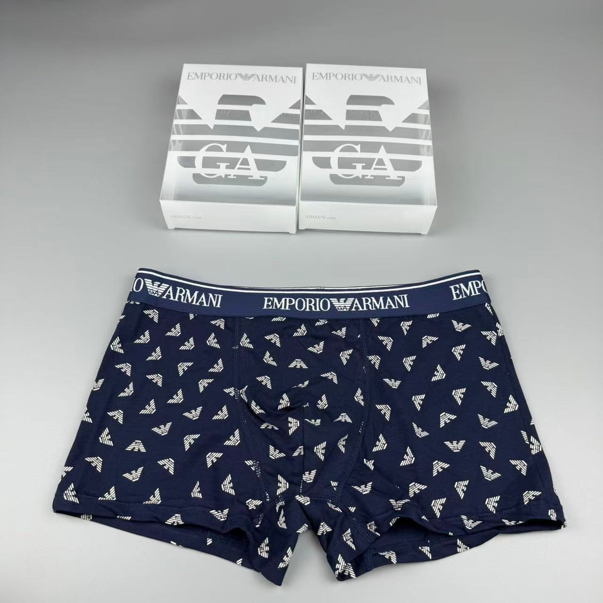 Armani Cotton Visible Colour, Waistband And Emblem Details Men's Boxer Briefs - 3-Piece Box