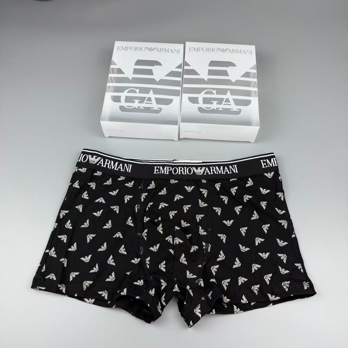 Armani Cotton Visible Colour, Waistband And Emblem Details Men's Boxer Briefs - 3-Piece Box