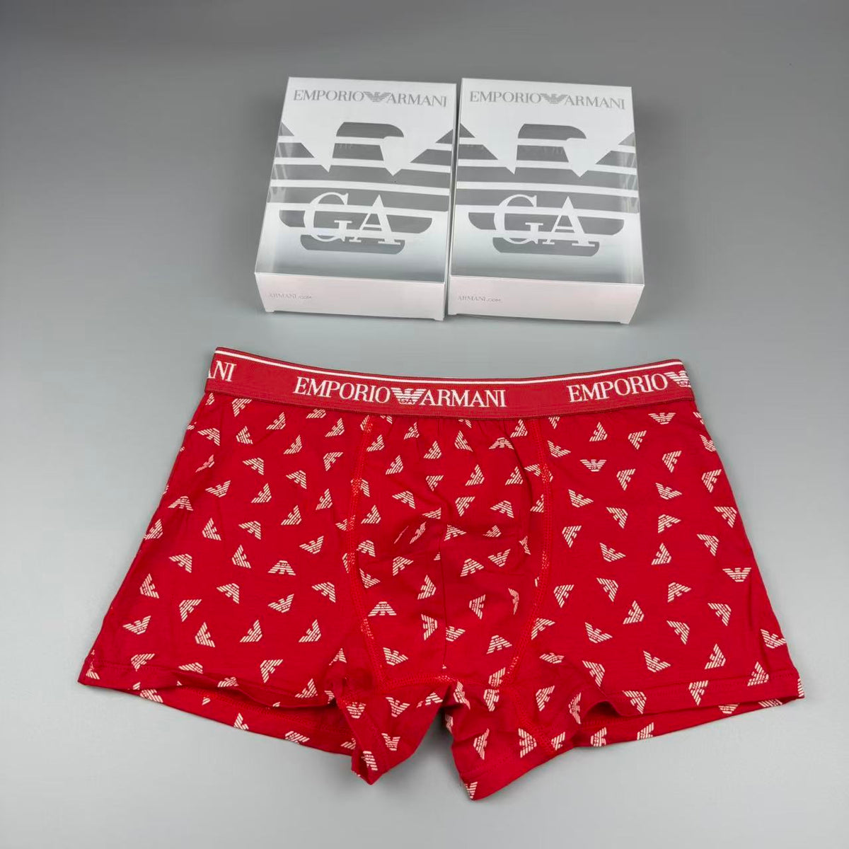 Armani Cotton Visible Colour, Waistband And Emblem Details Men's Boxer Briefs - 3-Piece Box